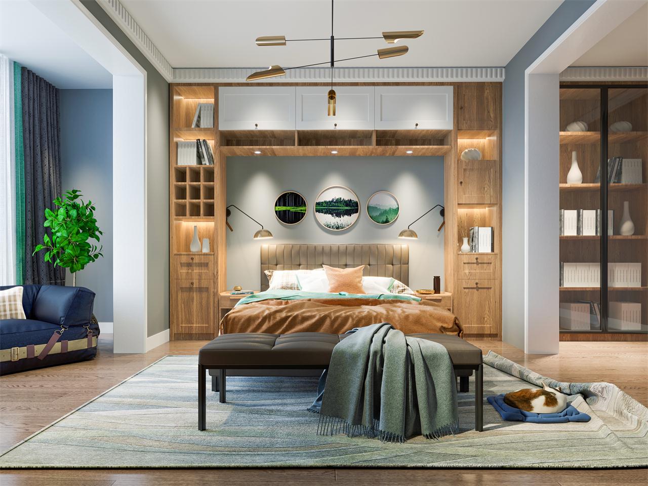 淺核桃木生態(tài)板-板材全屋定制案例